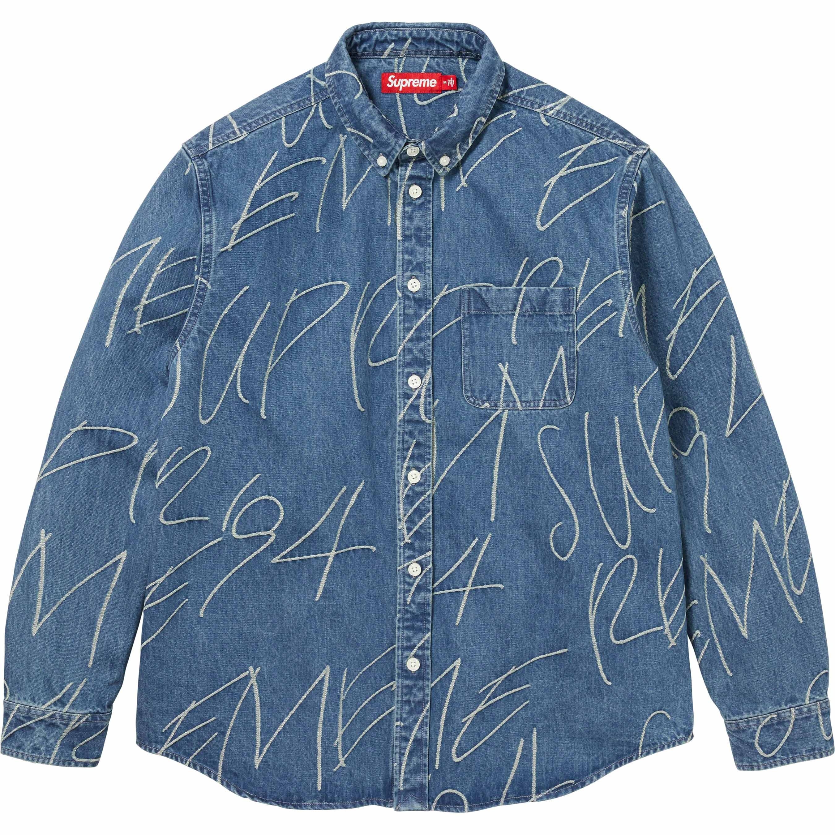 Handwriting Jacquard Denim Shirt view 15